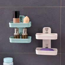 Adhesive Sticker Soap 2 Layer Dish Holder Wall Mounted Bathroom Shower Soap Holder Saver Box Storage Organizer Rack, ABS Plastic (Double Layers / 2 pcs set)